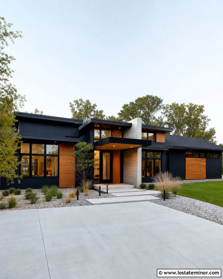 Midnight Blue House With Flat Roof Awning - 30 Midnight Blue House Design With Awning Ideas
