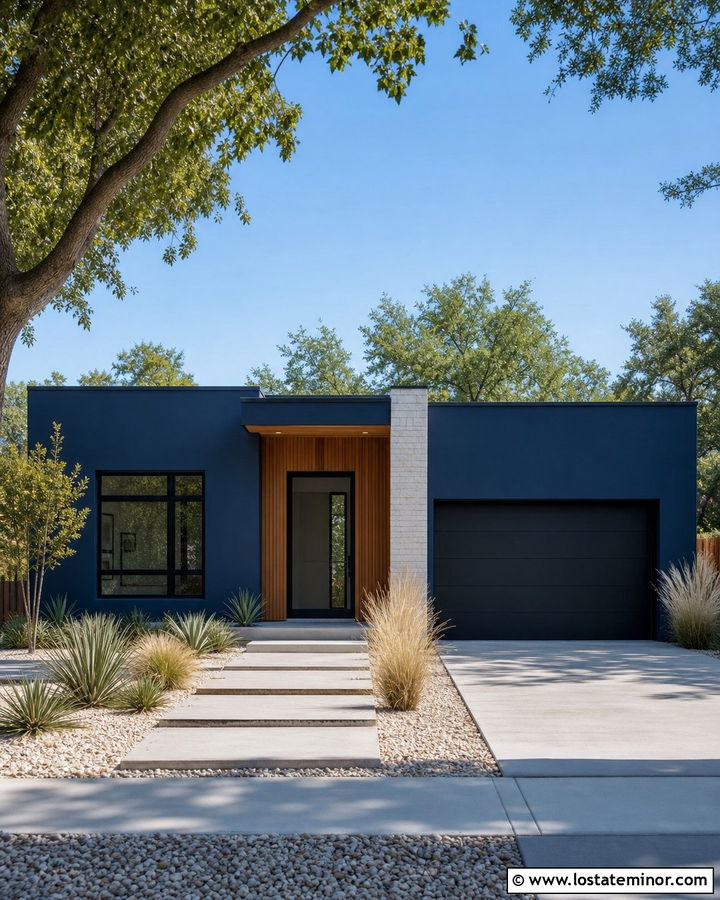Midnight Blue House With Flat Roof - 30 Midnight Blue House Design With Roof Ideas