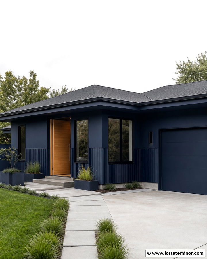 Midnight Blue House With Fluted Panel Wainscoting - 30 Midnight Blue House Design With Wainscoting Ideas