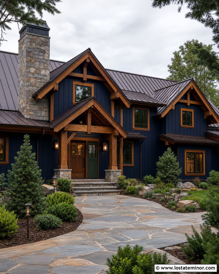 Midnight Blue House With Forest Green Storm Door - 30 Midnight Blue House Design With Storm Door Ideas