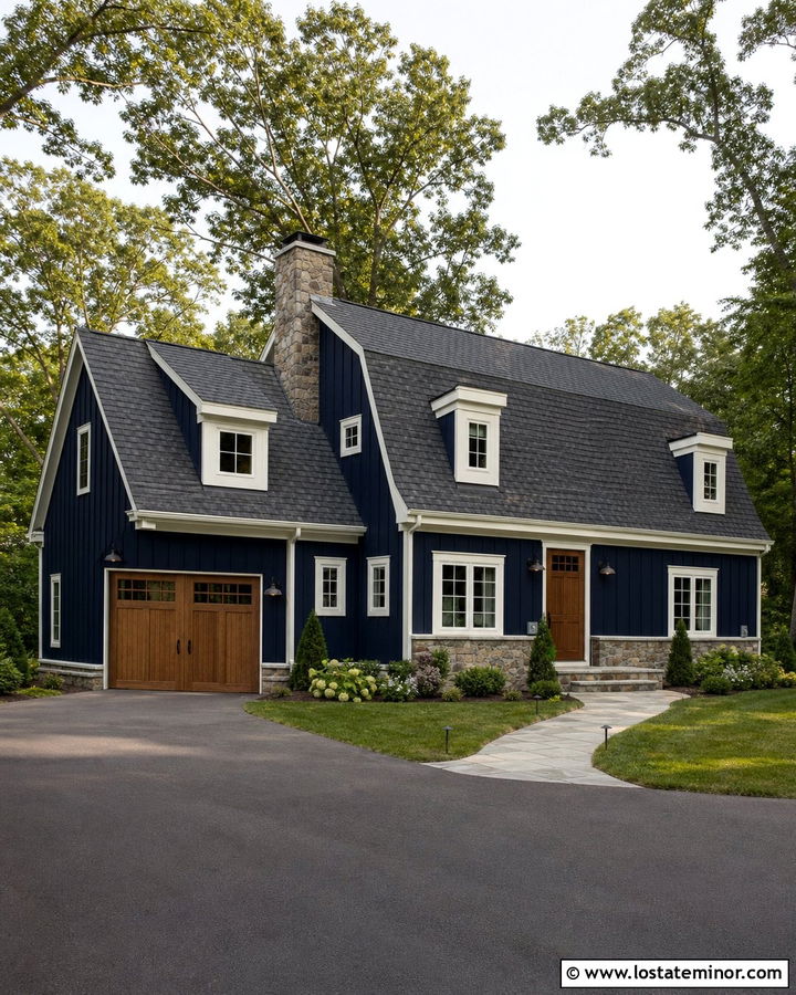 Midnight Blue House With Gambrel Roof - 30 Midnight Blue House Design With Roof Ideas