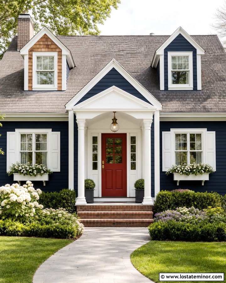 Midnight Blue House With Glass Globe Lights - 30 Midnight Blue House Design With Light Fixtures Ideas