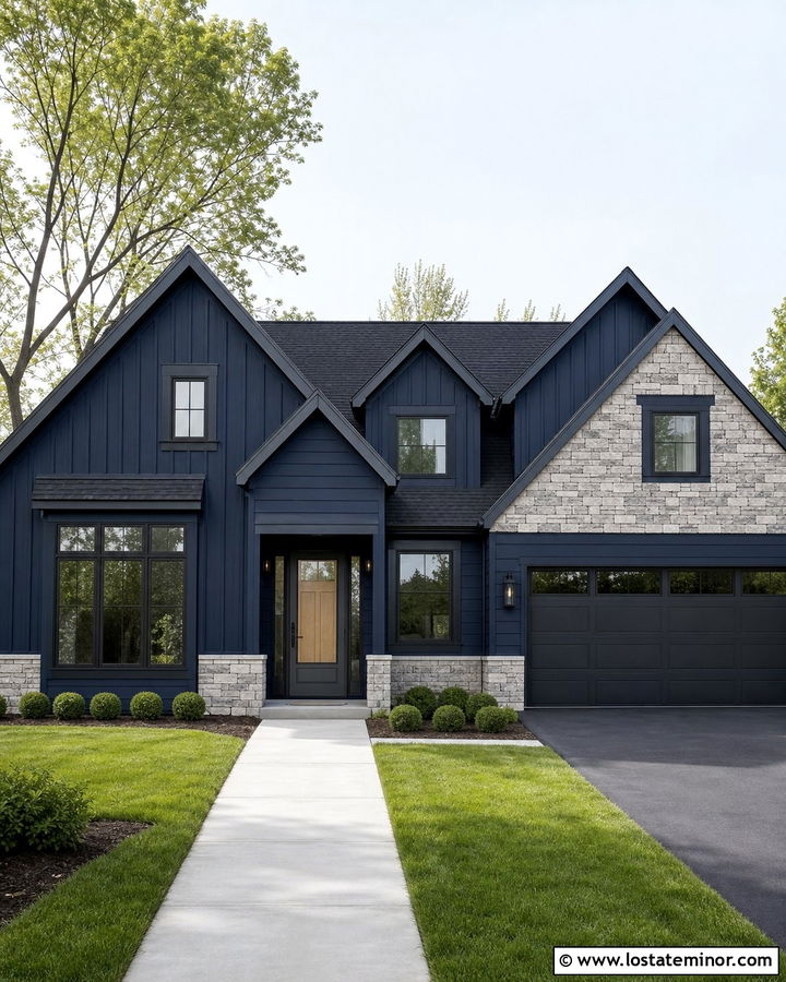 Midnight Blue House With Graphite Storm Door - 30 Midnight Blue House Design With Storm Door Ideas