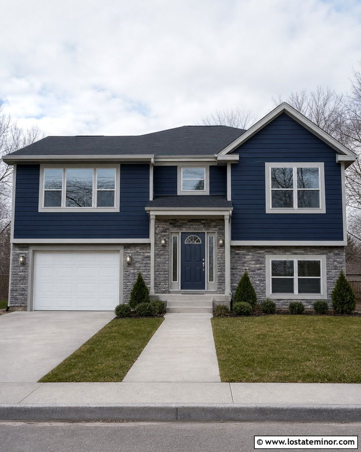 Midnight Blue House With Gray Storm Door - 30 Midnight Blue House Design With Storm Door Ideas