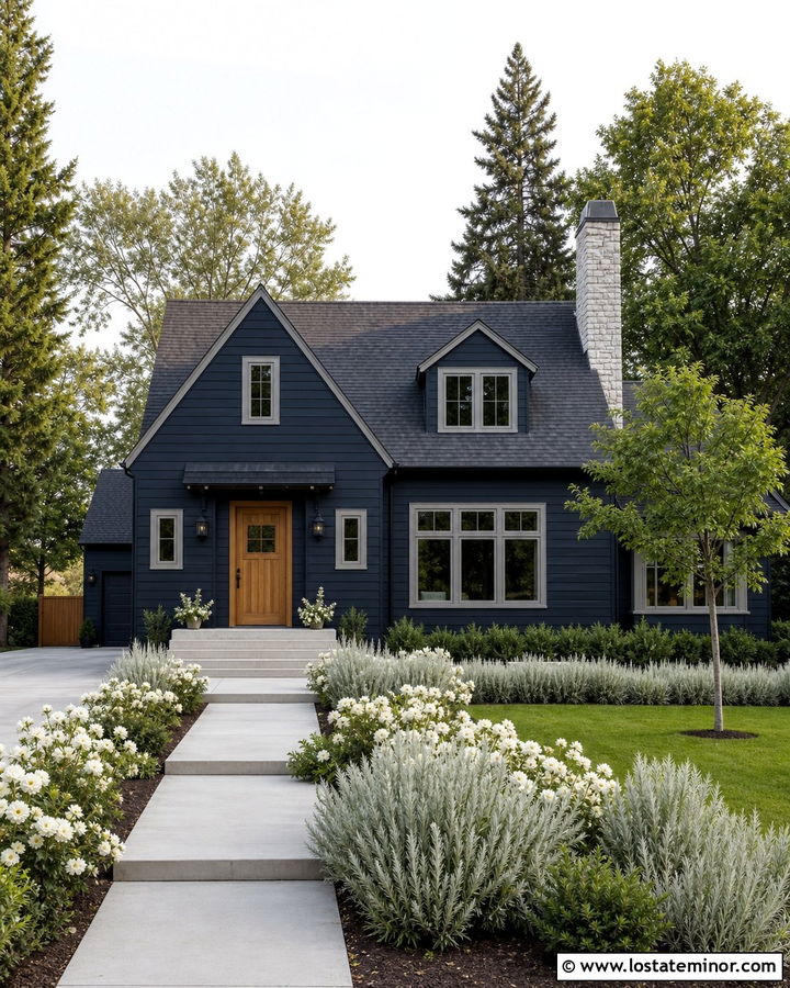 Midnight Blue House With Gray Trim Dormers - 30 Midnight Blue House Design With Dormers Ideas