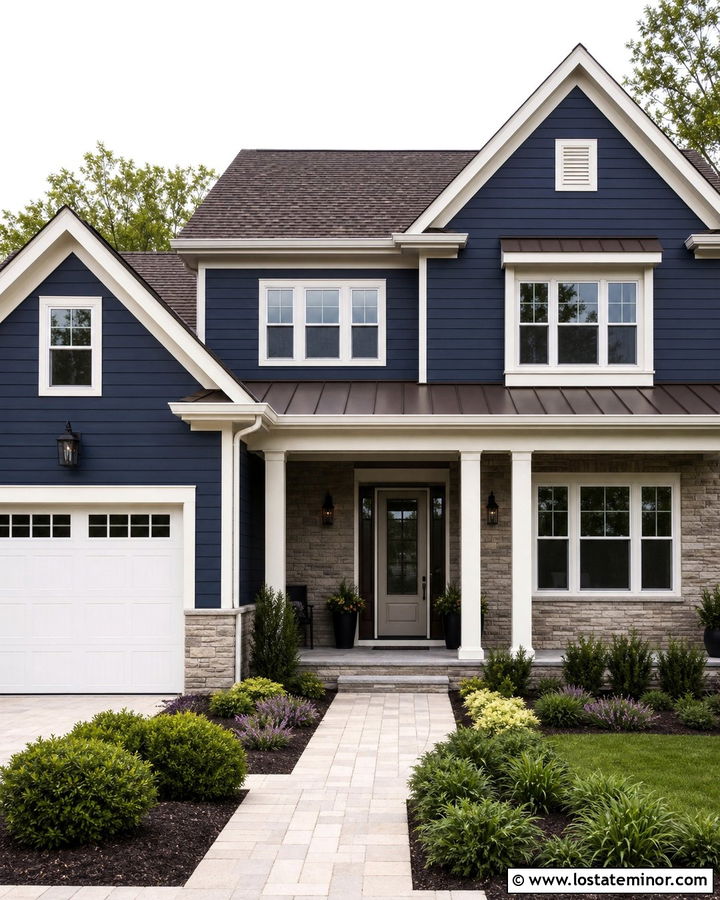 Midnight Blue House With Greige Storm Door - 30 Midnight Blue House Design With Storm Door Ideas