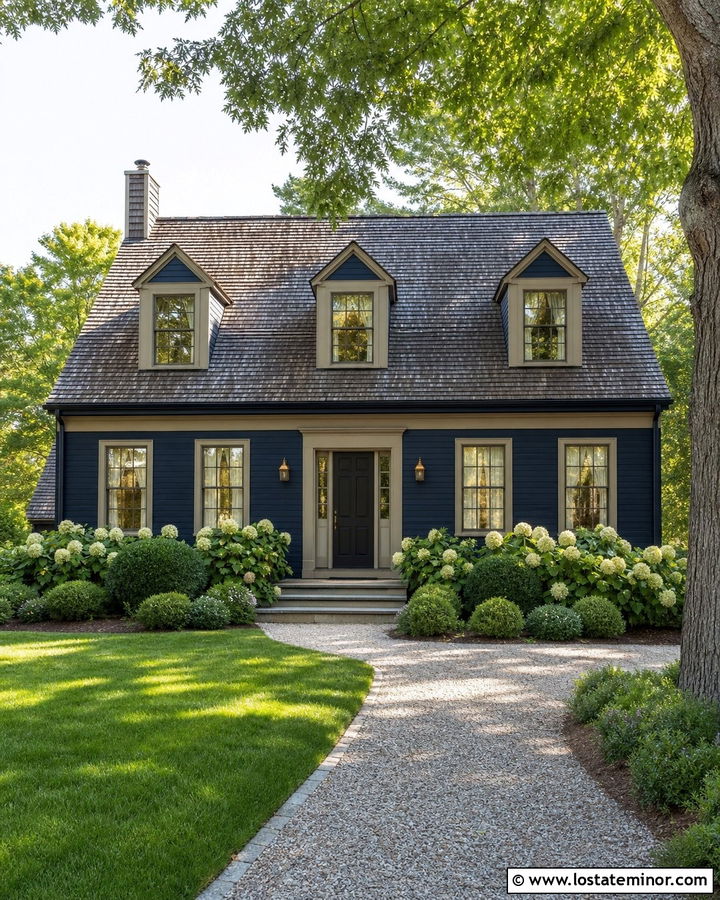 Midnight Blue House With Greige Trim - 30 Midnight Blue House Design With Accents Ideas