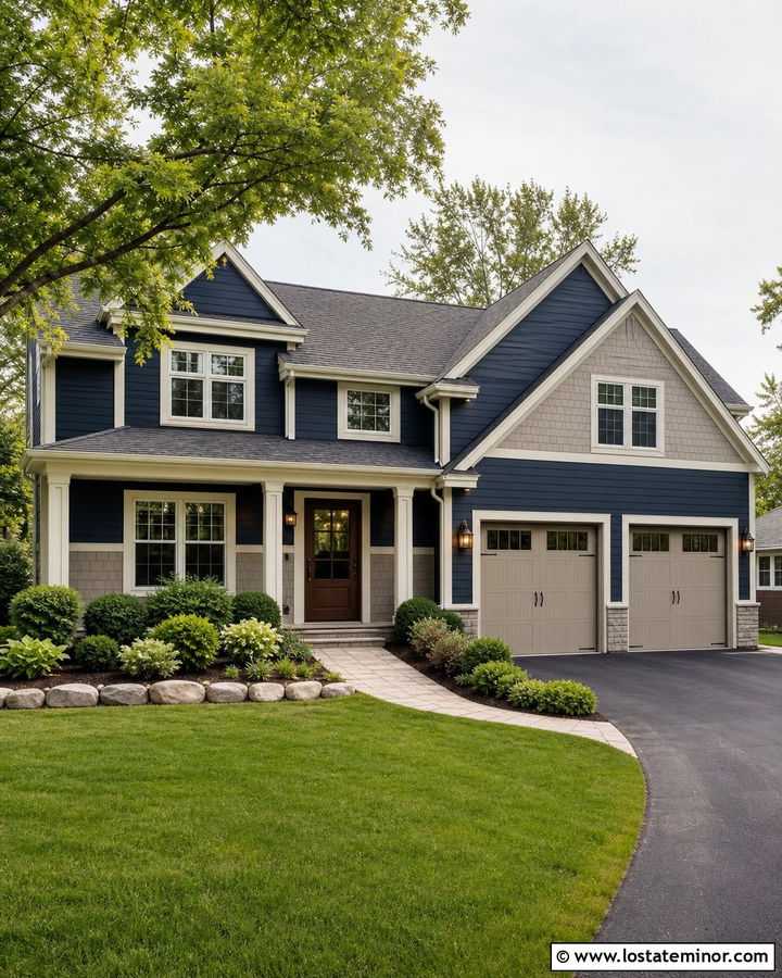 Midnight Blue House With Greige Wainscoting - 30 Midnight Blue House Design With Wainscoting Ideas