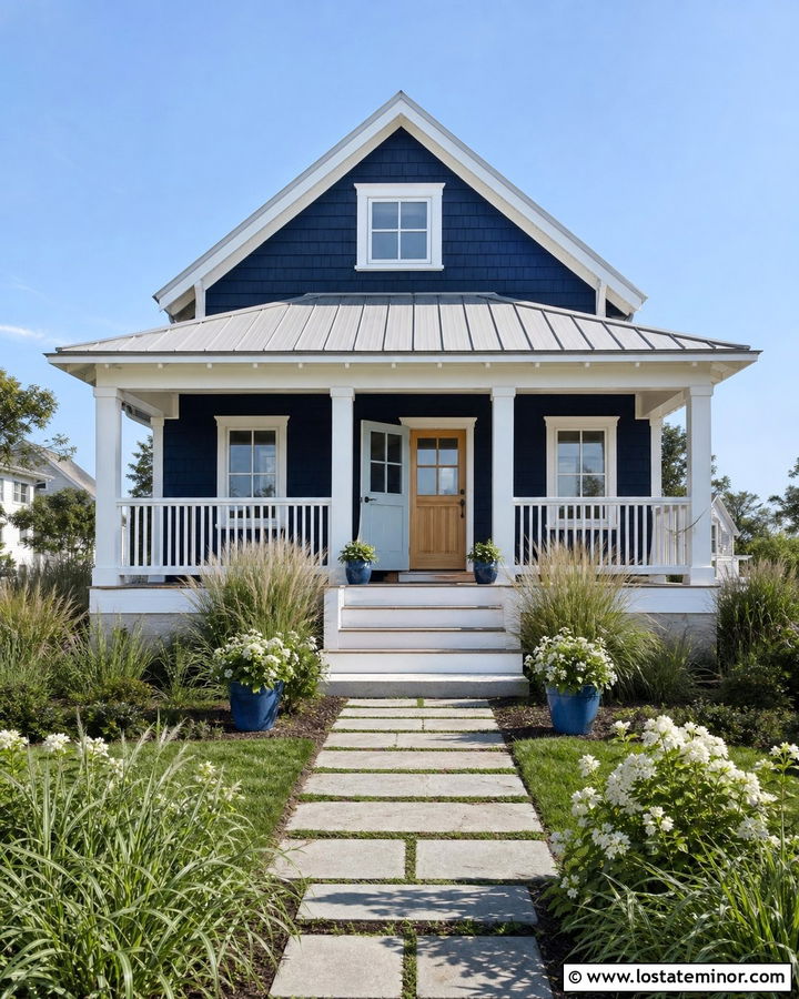 Midnight Blue House With Light Blue Storm Door - 30 Midnight Blue House Design With Storm Door Ideas