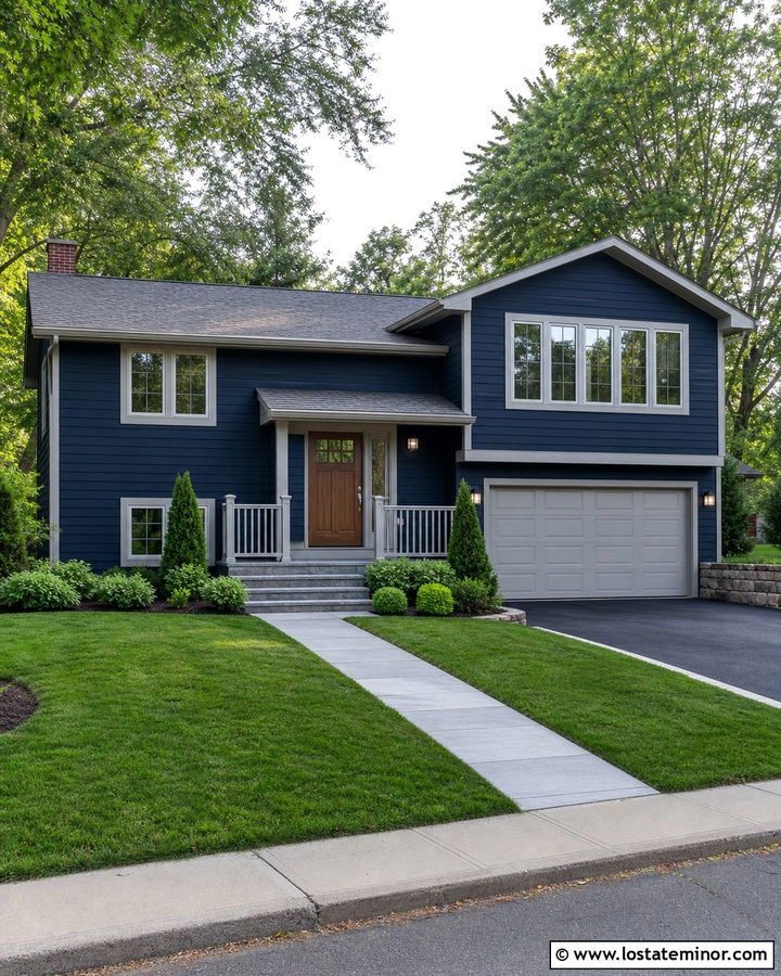 Midnight Blue House With Light Gray Trim - 30 Midnight Blue House Design With Trim Ideas