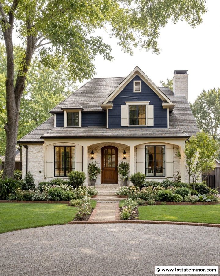 Midnight Blue House With Limewashed Brick - 30 Midnight Blue House Design With Accents Ideas