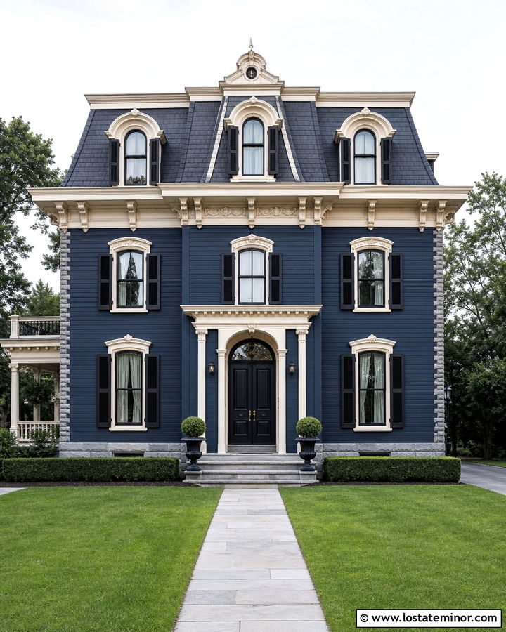 Midnight Blue House With Mansard Roof - 30 Midnight Blue House Design With Roof Ideas