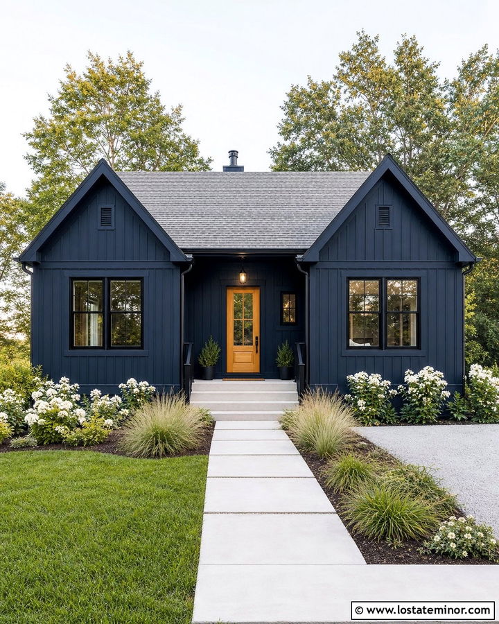 Midnight Blue House With Matching Blue Trim - 30 Midnight Blue House Design With Trim Ideas