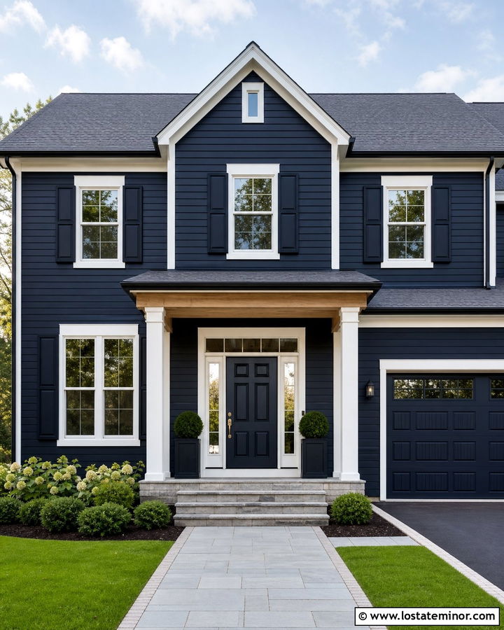 Midnight Blue House With Matching Entry Door - 30 Midnight Blue House Design With Entry Door Ideas