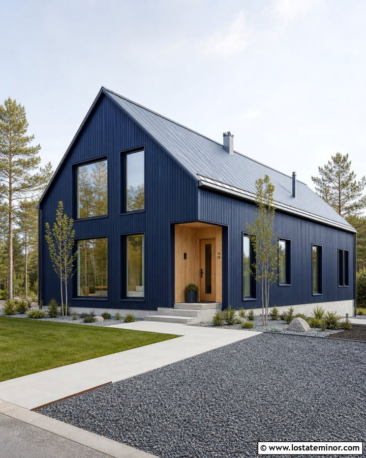 Midnight Blue House With Matching Window Frames - 30 Midnight Blue House Design With Window Frames Ideas