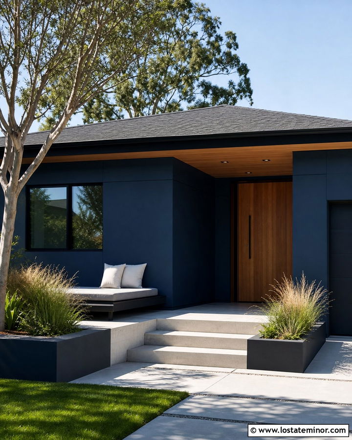 Midnight Blue House With Minimalist Daybed - 30 Midnight Blue House Design With Daybed Ideas