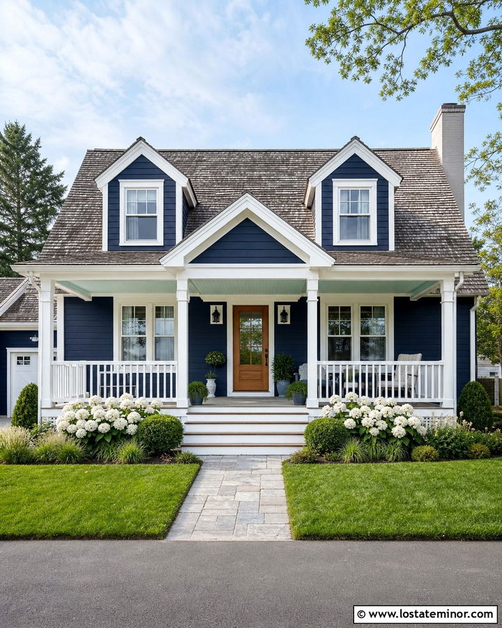 Midnight Blue House With Mint Blue Porch Ceiling - 30 Midnight Blue House Design With Porch Ceiling Ideas