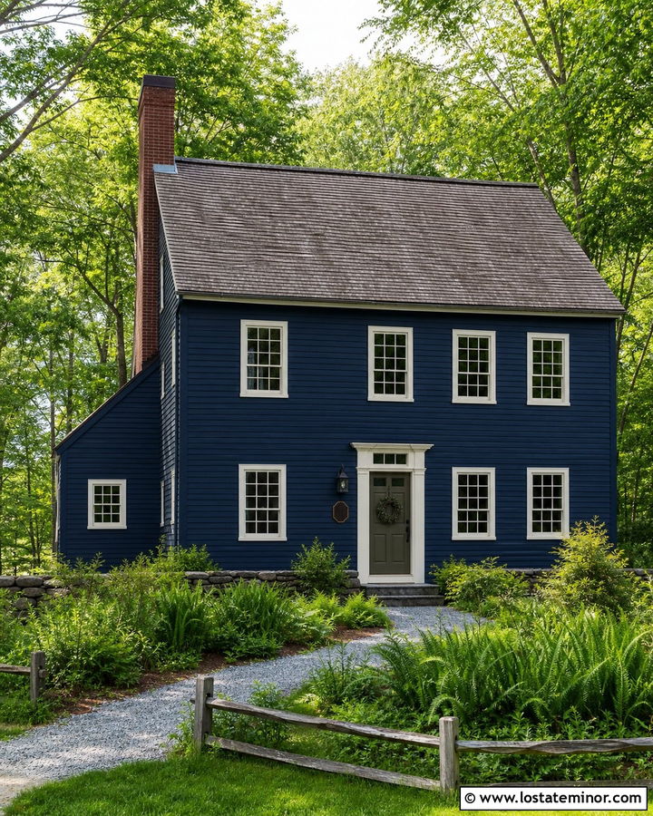Midnight Blue House With Olive Green Front Door - 30 Midnight Blue House Design With Front Door Ideas