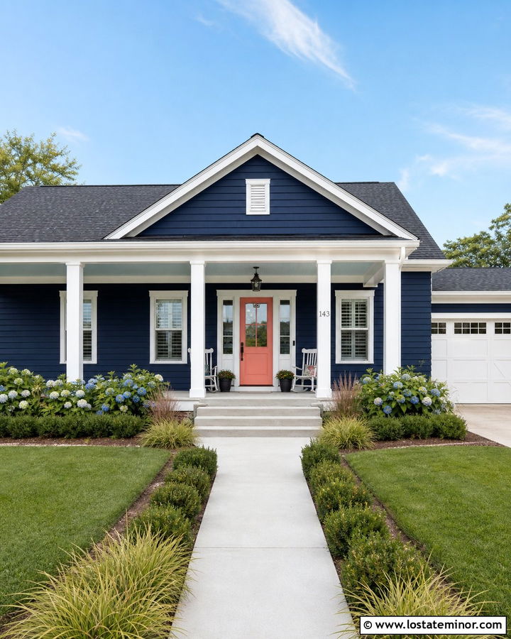Midnight Blue House With Pale Teal Porch Ceiling - 30 Midnight Blue House Design With Porch Ceiling Ideas