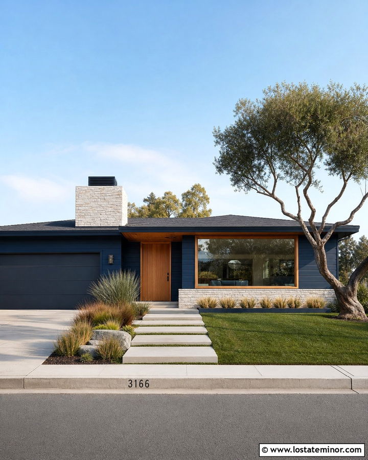 Midnight Blue House With Picture Window Frames - 30 Midnight Blue House Design With Window Frames Ideas