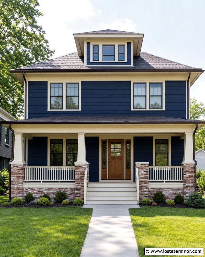 Midnight Blue House With Reclaimed Brick - 30 Midnight Blue House Design With Brick Accents Ideas