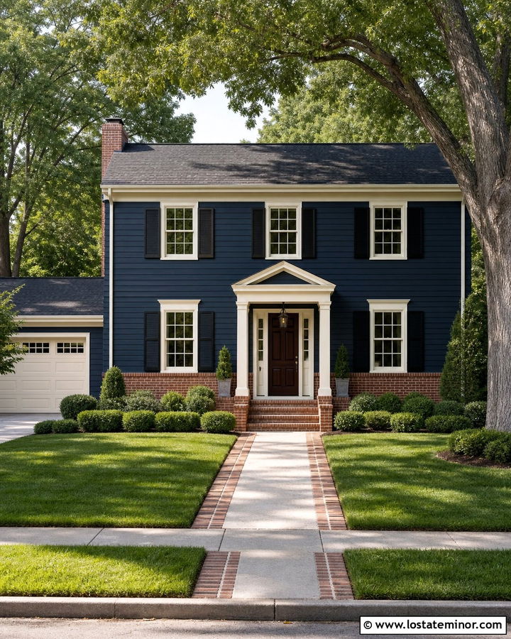 Midnight Blue House With Red Brick Wainscoting - 30 Midnight Blue House Design With Wainscoting Ideas