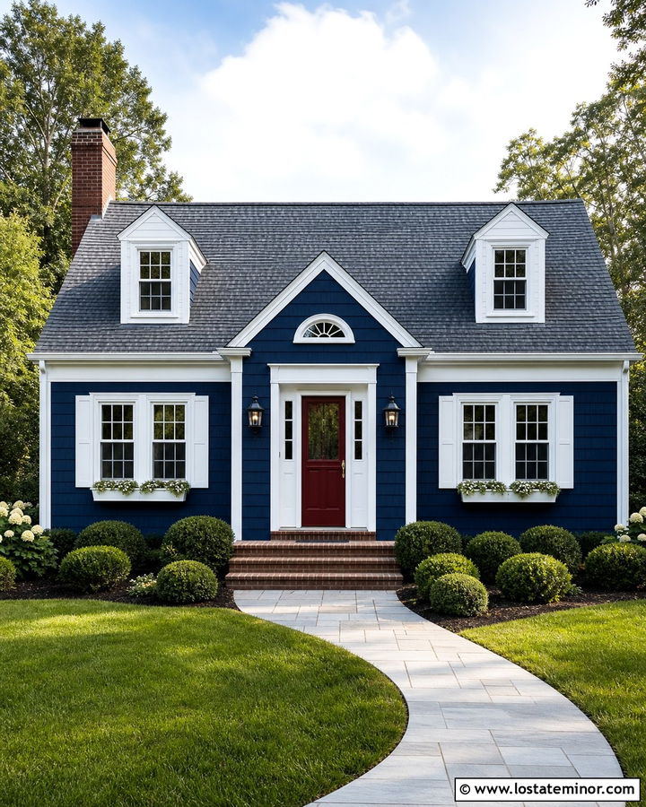 Midnight Blue House With Red Storm Door - 30 Midnight Blue House Design With Storm Door Ideas