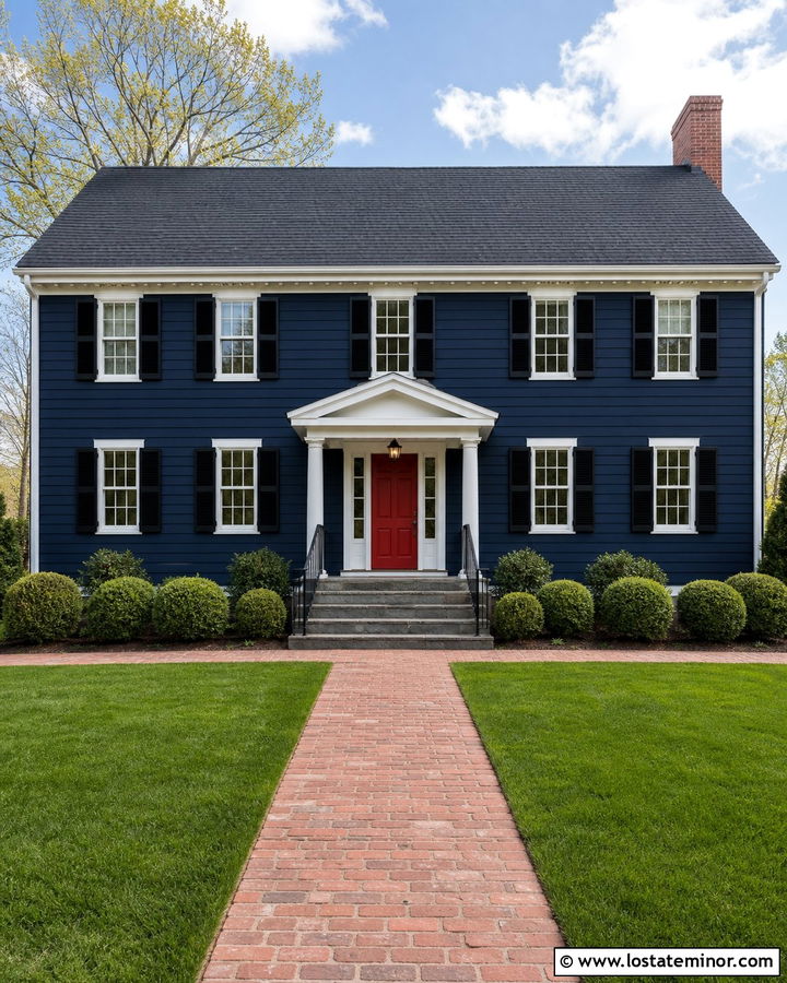 Midnight Blue House With Roof And White Trim - 30 Midnight Blue House Design With Roof Ideas