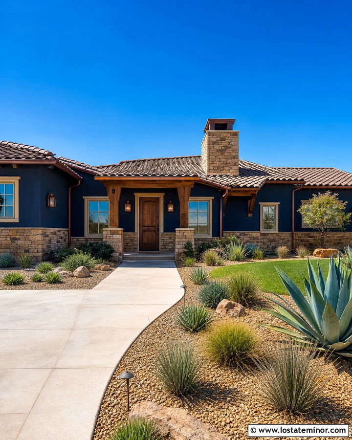 Midnight Blue House With Sandstone Wainscoting - 30 Midnight Blue House Design With Wainscoting Ideas
