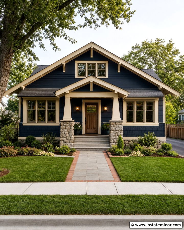 Midnight Blue House With Shake Wainscoting - 30 Midnight Blue House Design With Wainscoting Ideas