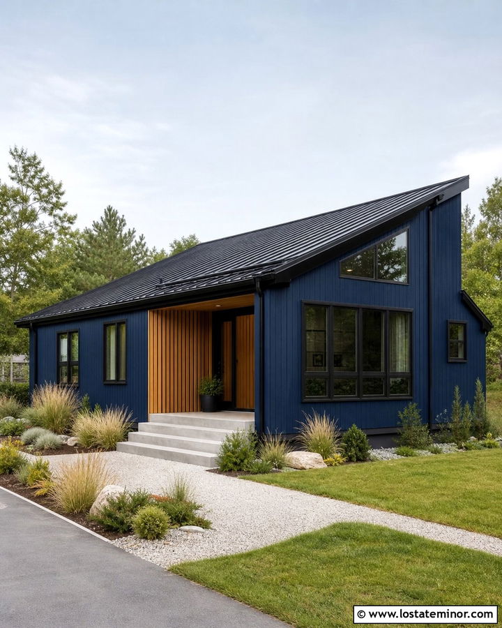 Midnight Blue House With Shed Roof - 30 Midnight Blue House Design With Roof Ideas