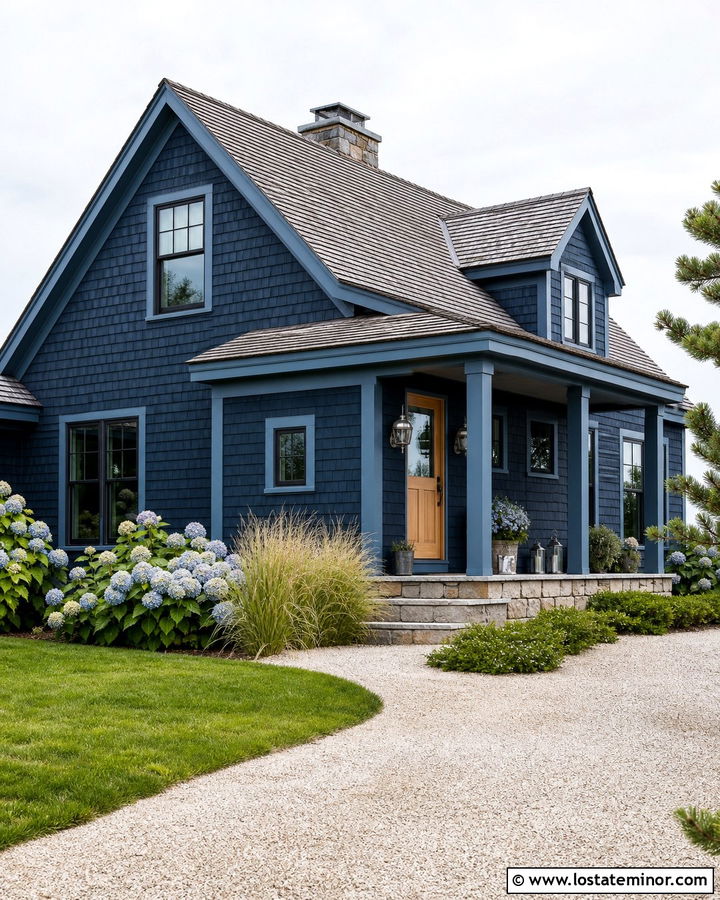 Midnight Blue House With Slate Blue Trim - 30 Midnight Blue House Design With Trim Ideas