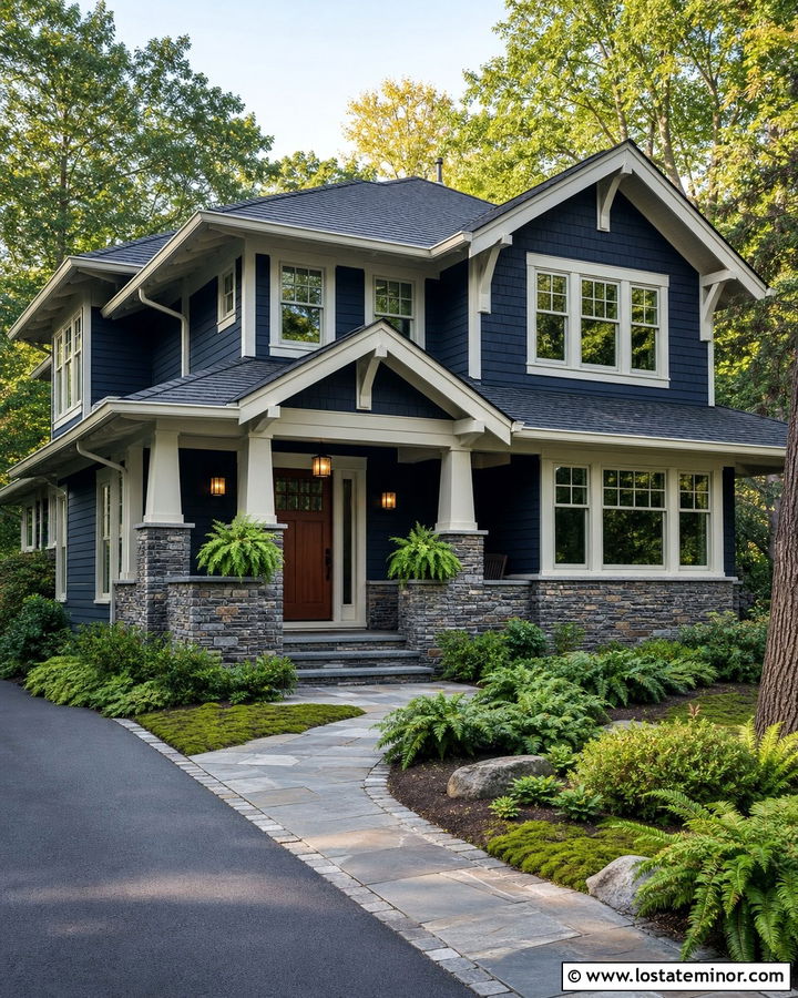 Midnight Blue House With Slate Wainscoting - 30 Midnight Blue House Design With Wainscoting Ideas
