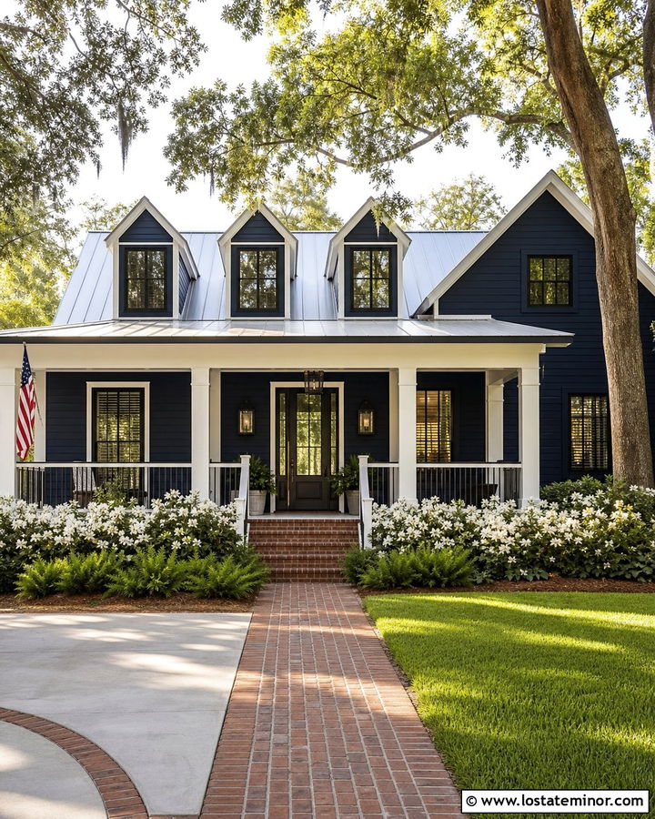 Midnight Blue House With Soft Black Glass Door - 30 Midnight Blue House Design With Front Door Ideas