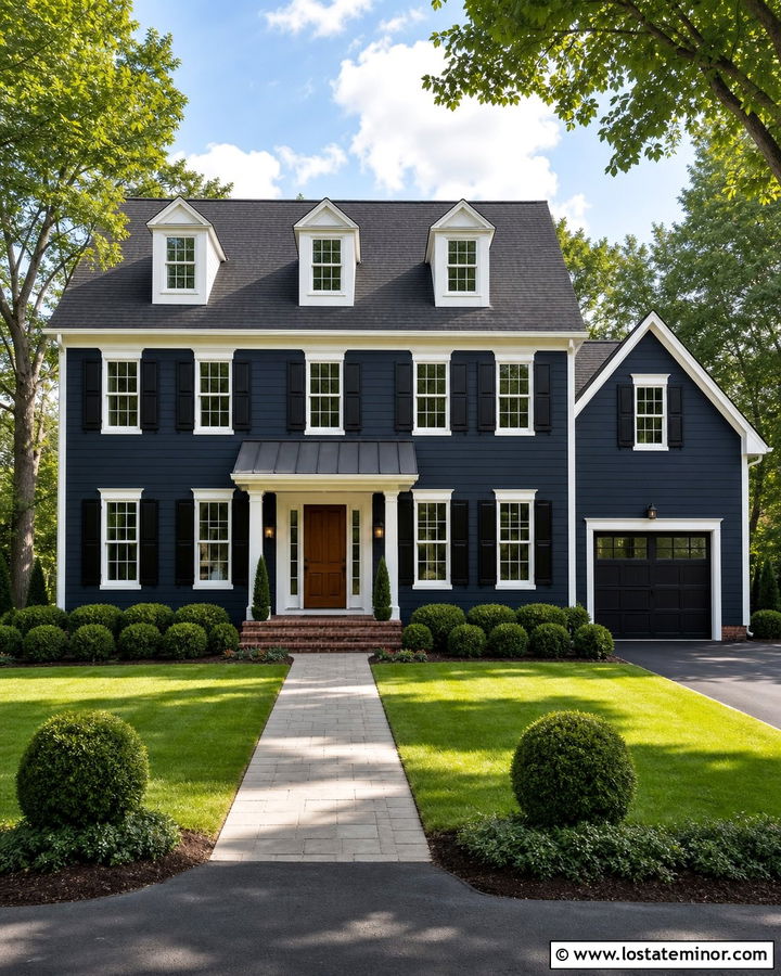 Midnight Blue House With Standing Seam Awning - 30 Midnight Blue House Design With Awning Ideas
