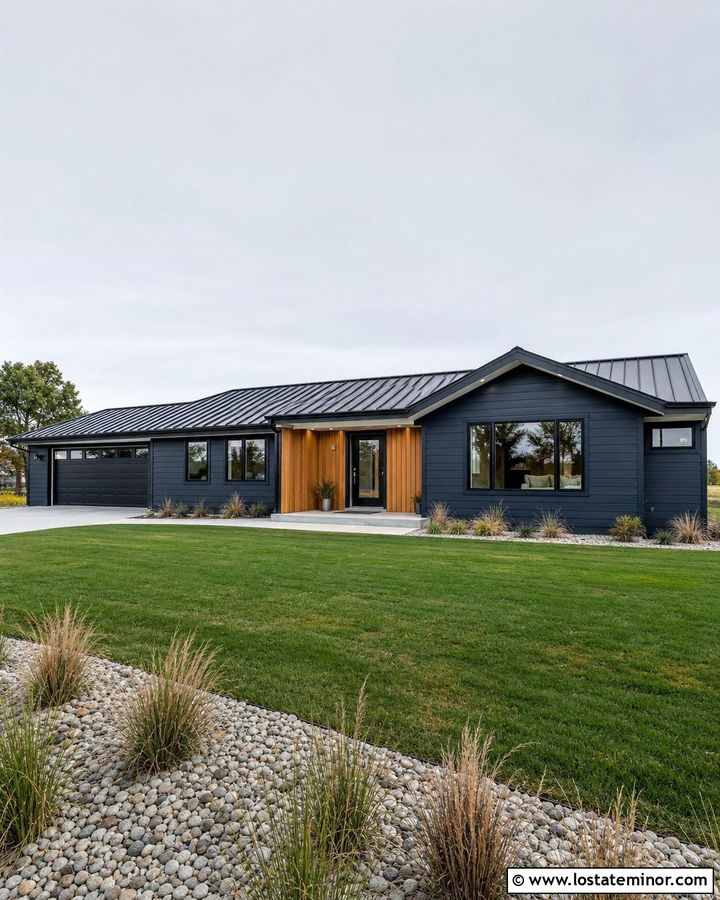 Midnight Blue House With Standing Seam Metal Roof - 30 Midnight Blue House Design With Roof Ideas