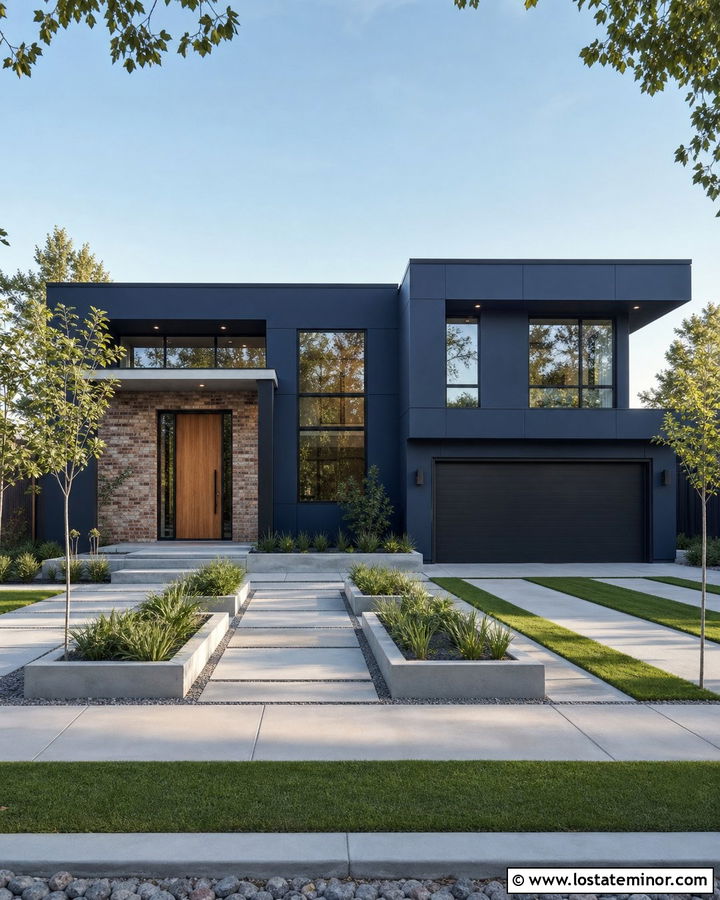 Midnight Blue House With Steel Window Frames - 30 Midnight Blue House Design With Window Frames Ideas