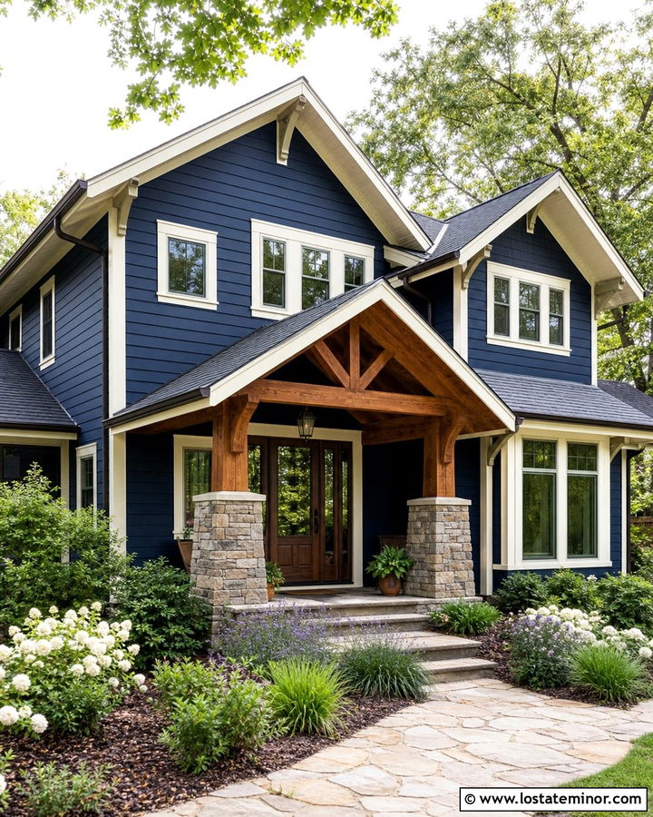 Midnight Blue House With Storm Door And Sidelights - 30 Midnight Blue House Design With Storm Door Ideas