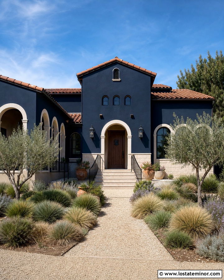 Midnight Blue House With Terracotta Roof - 30 Midnight Blue House Design With Roof Ideas