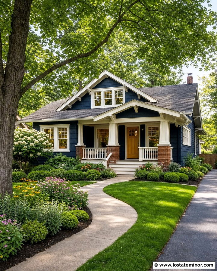 Midnight Blue House With Warm White Window Frames - 30 Midnight Blue House Design With Window Frames Ideas