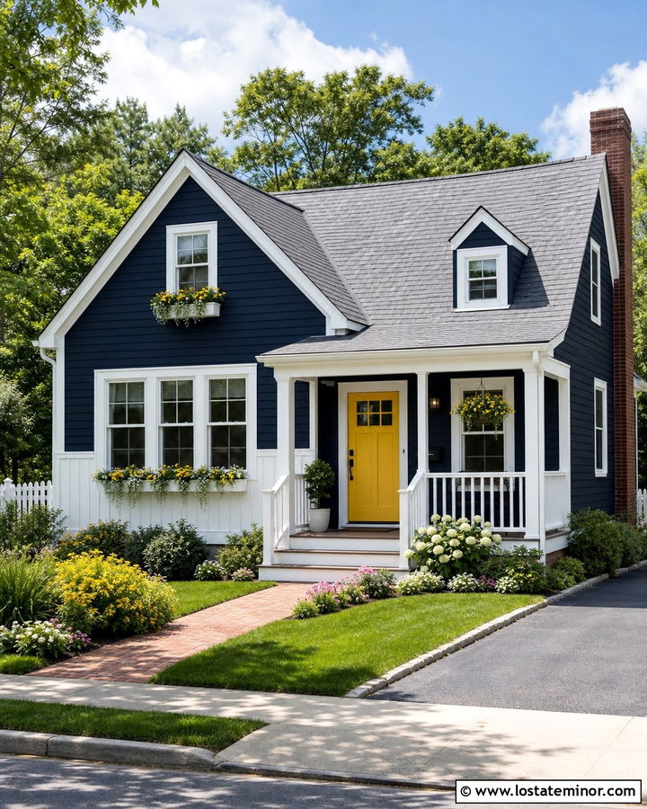 Midnight Blue House With White Board And Batten Wainscoting - 30 Midnight Blue House Design With Wainscoting Ideas