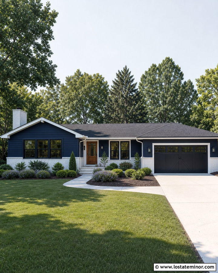 Midnight Blue House With White Brick Wainscoting - 30 Midnight Blue House Design With Wainscoting Ideas