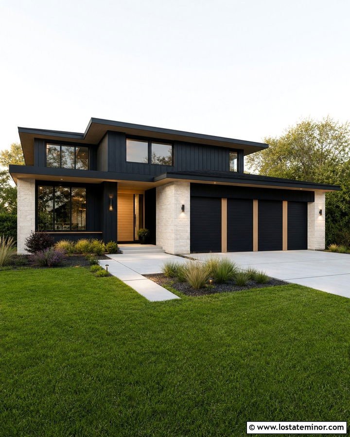 Midnight Blue House With White Oak Trim - 30 Midnight Blue House Design With Trim Ideas