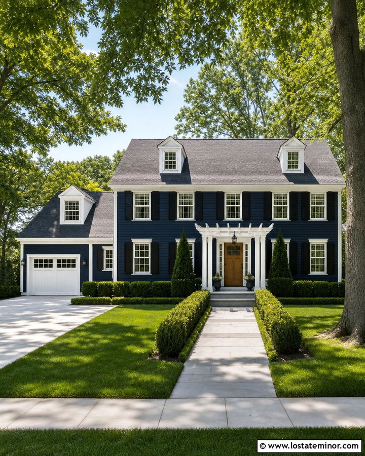 Midnight Blue House With White Pergola - 30 Midnight Blue House Design With Pergola Ideas