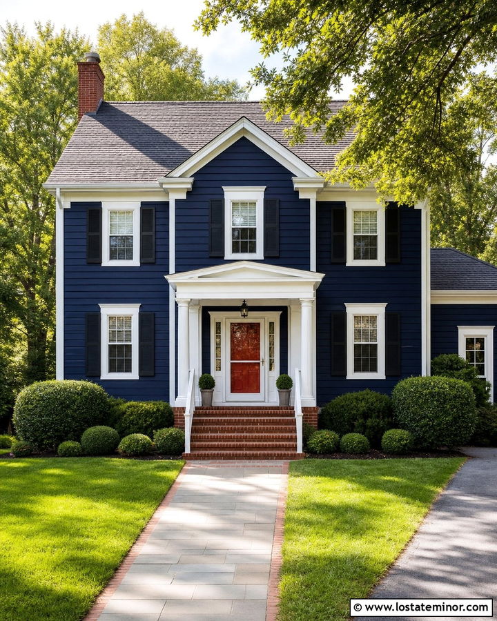 Midnight Blue House With White Storm Door - 30 Midnight Blue House Design With Storm Door Ideas