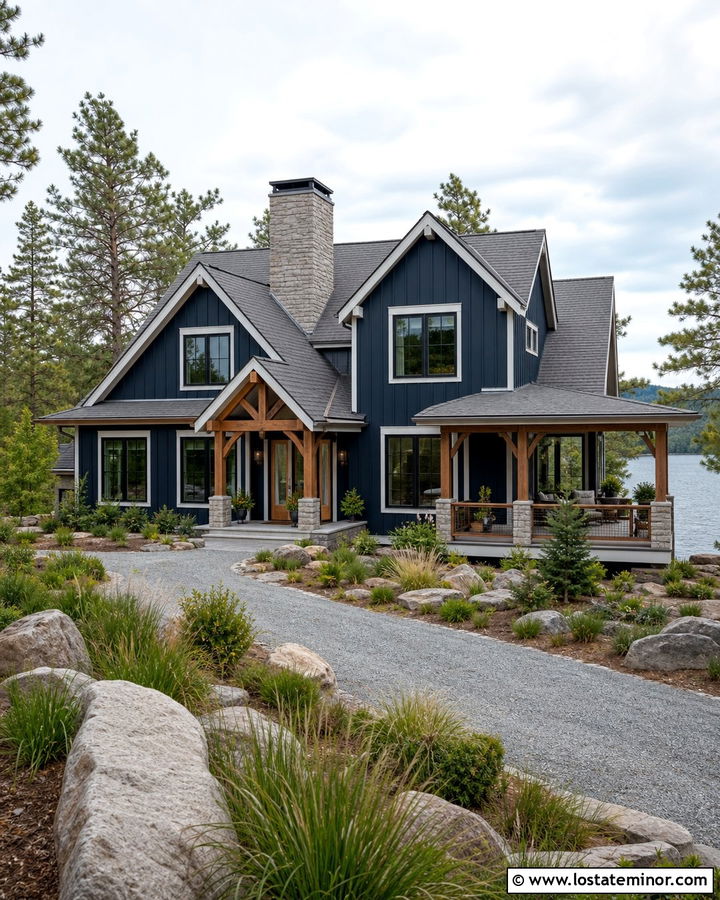 Midnight Blue Lake House Board and Batten - 30 Midnight Blue House Design With Board and Batten Ideas