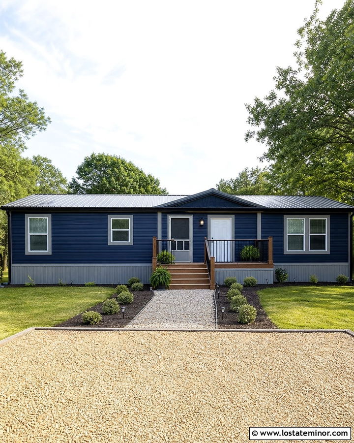 Midnight Blue Mobile Home With Gray Screen Door - 30 Midnight Blue House Design With Screen Door Ideas