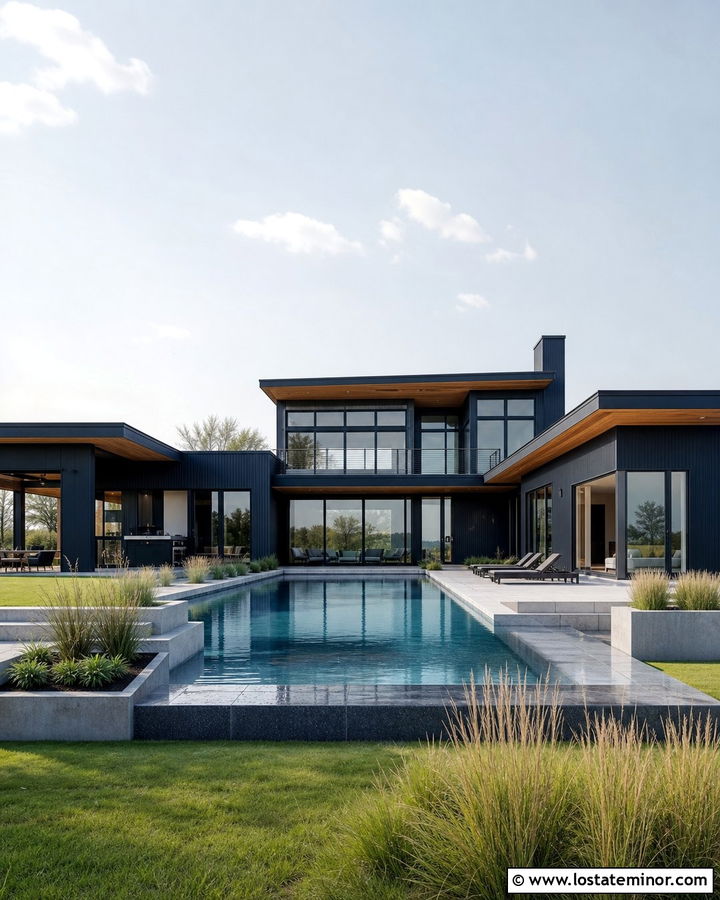Midnight Blue Modern House With Infinity Pool - 30 Midnight Blue House Design With Swimming Pool Ideas