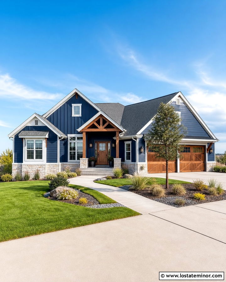Midnight Blue Ranch Board and Batten - 30 Midnight Blue House Design With Board and Batten Ideas