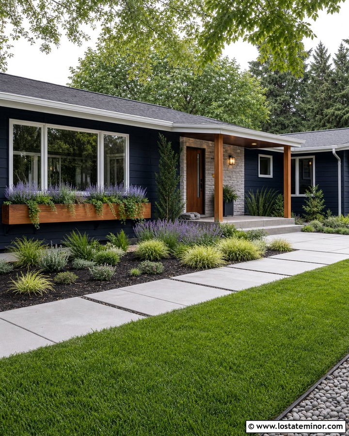 Midnight Blue Ranch With Wood Window Boxes - 30 Midnight Blue House Design With Window Boxes Ideas